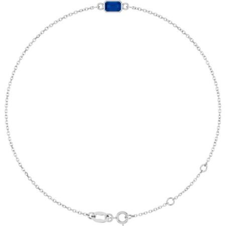 14k White Natural Blue Sapphire 6 1/2-7 1/2' Bracelet