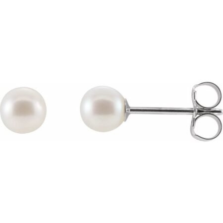14k White Cultured White Freshwater Pearl Earrings