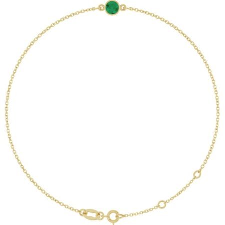 14k Yellow Natural Emerald 6 1/2-7 1/2' Bracelet