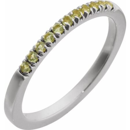14k White Natural Peridot Stackable Ring