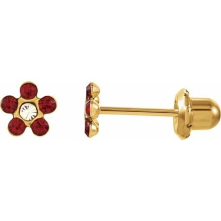14k Yellow Imitation Ruby Inverness® Piercing Earrings