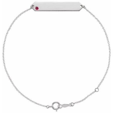 Sterling Silver Natural Ruby Geometric 7-8' Bracelet