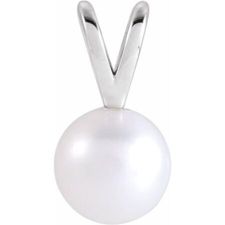 14k White Cultured White Akoya Pearl Pendant