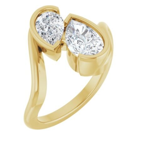 14k Yellow 1 1/2 Ctw Lab-grown Diamond Two-stone Engagement Ring
