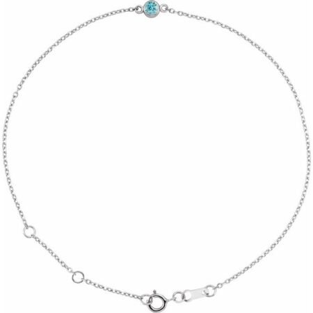 Platinum Natural Blue Zircon Bezel-set Solitaire 6 1/2-7 1/2' Bracelet