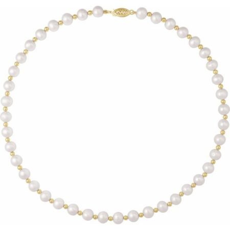 14k Yellow Cultured White Freshwater Pearl 18' Necklace