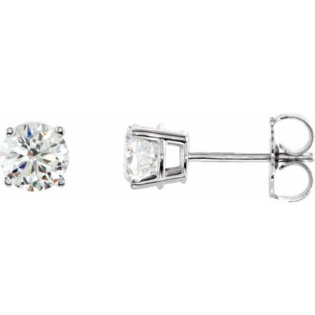 Sterling Silver 5 Mm Imitation White Cubic Zirconia Earrings