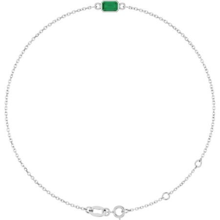 14k White Natural Emerald 6 1/2-7 1/2' Bracelet