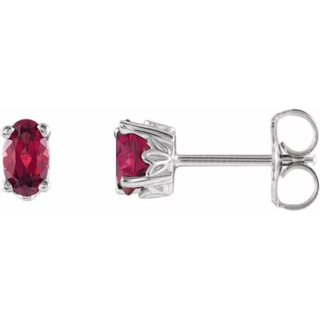 14k White Natural Mozambique Garnet Earrings
