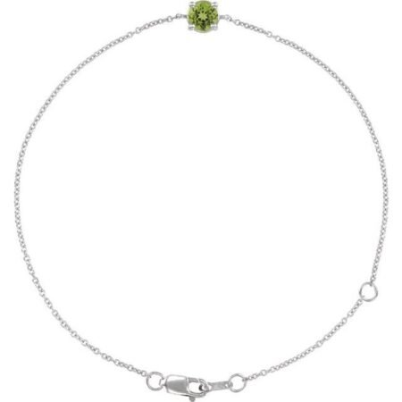 14k White Natural Peridot  6 1/2-7-1/2' Bracelet