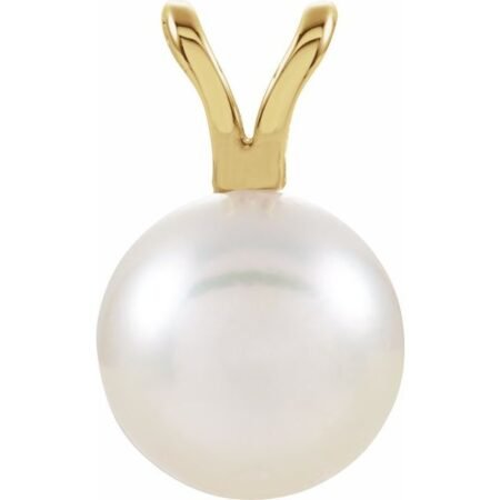 14k Yellow Cultured White Akoya Pearl Pendant