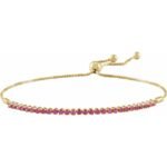 14k Yellow Natural Ruby Adjustable 9 1/2' Bolo Bracelet