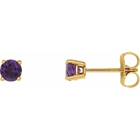 14k Yellow 4 Mm Natural Amethyst Earrings