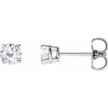 Sterling Silver 4 Mm Imitation White Cubic Zirconia Earrings