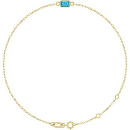 14k Yellow Natural Aquamarine 6 1/2-7 1/2' Bracelet