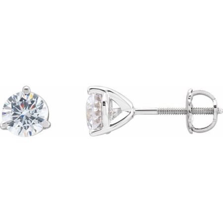 14k White 5.7 Mm Imitation White Cubic Zirconia Stud Earrings