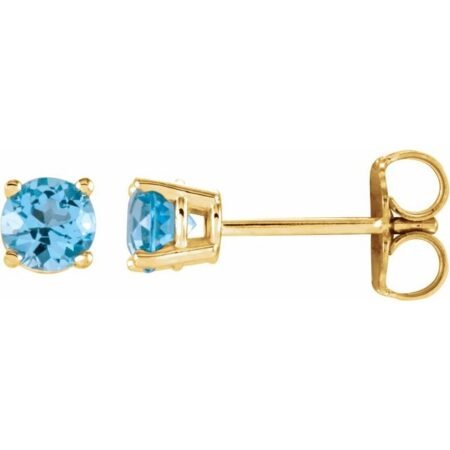 14k Yellow 2.5 Mm Natural Sky Blue Topaz Earrings