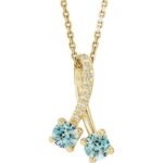 14k Yellow Natural Blue Zircon & .05 Ctw Natural Diamond 16-18' Necklace