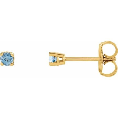 14k Yellow 2.5 Mm Natural Aquamarine Earrings