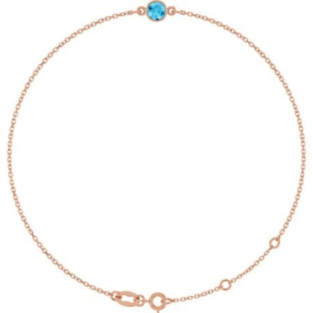 14k Rose Natural Aquamarine 6 1/2-7 1/2' Bracelet