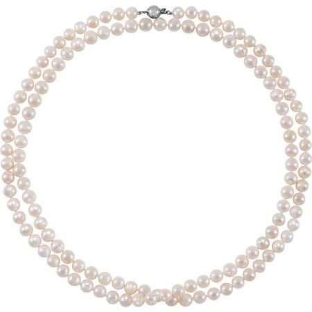 Sterling Silver 8-9 Mm Cultured White Freshwater Pearl 42' Strand