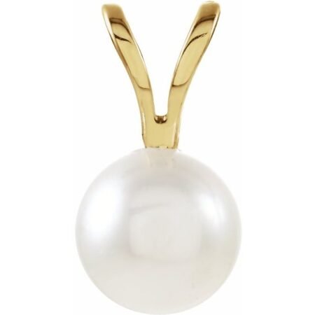 14k Yellow Cultured White Akoya Pearl Pendant