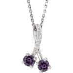 Sterling Silver Lab-grown Alexandrite & .05 Ctw Natural Diamond 16-18' Necklace