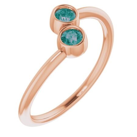 14k Rose Lab-grown Alexandrite Two-stone Ring