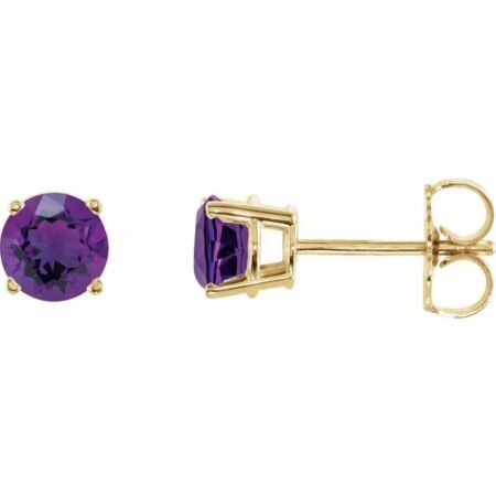14k Yellow 5 Mm Natural Amethyst Earrings