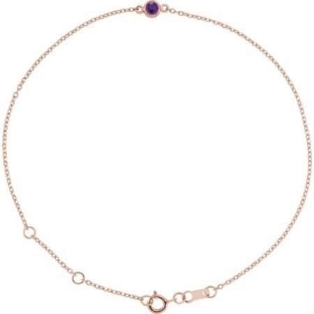 14k Rose Natural Amethyst Bezel-set Solitaire 6 1/2-7 1/2' Bracelet