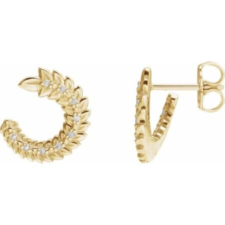 14k Yellow .07 Ctw Natural Diamond Front-back Hoop Earrings