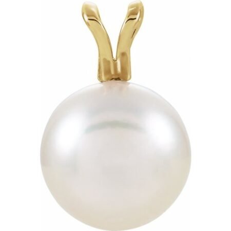 14k Yellow Cultured White Akoya Pearl Pendant