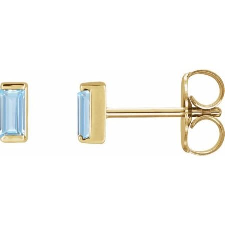 14k Yellow Lab-grown Aqua Sapphire Earrings