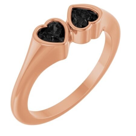 14k Rose Natural Onyx Two-stone Ring