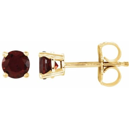 14k Yellow 4 Mm Natural Mozambique Garnet Earrings