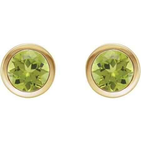 14k Yellow Natural Peridot Bezel-set Earrings