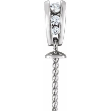 14k White .07 Ctw Natural Diamond Semi-set Pendant For 12 Mm Pearl