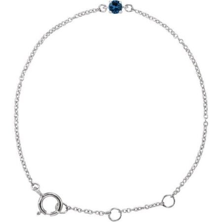 14k White Imitation Blue Sapphire Youth Birthstone 4 1/2-5 1/2' Bracelet