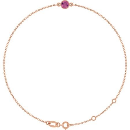 14k Rose Natural Pink Tourmaline 6 1/2-7 1/2' Bracelet