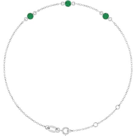 Sterling Silver Natural Emerald 6 1/2-7 1/2' Bracelet