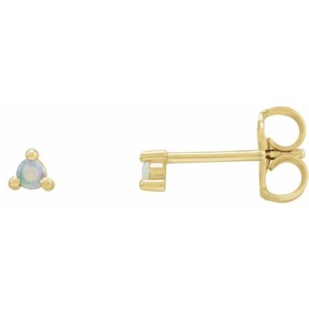 14k Yellow 3.5 Mm Round Natural White Opal Earrings