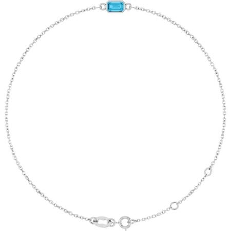 14k White Natural Aquamarine 6 1/2-7 1/2' Bracelet