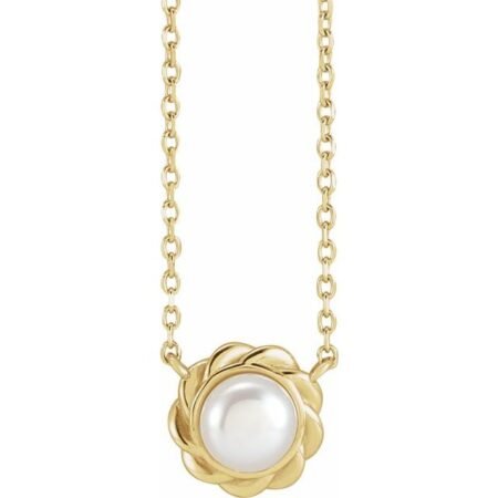14k Yellow Cultured White Freshwater Pearl 18' Necklace