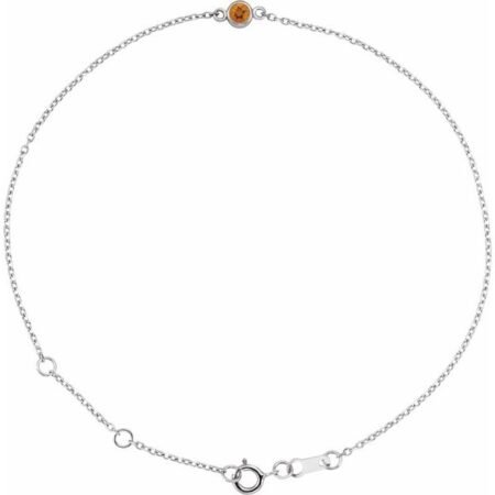 Platinum Natural Citrine Bezel-set Solitaire 6 1/2-7 1/2' Bracelet
