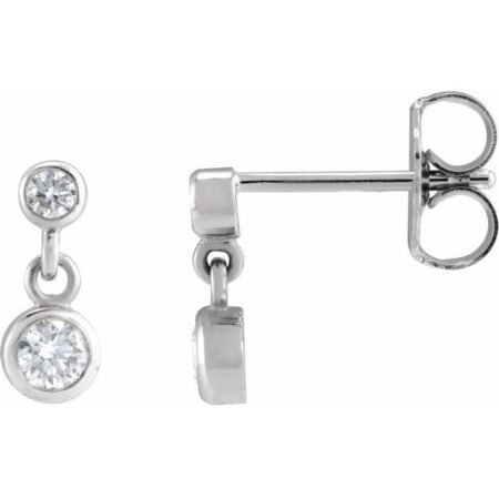 Platinum 1/4 Ctw Natural Diamond Two-stone Earrings
