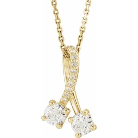 14k Yellow 1/2 Ctw Natural Diamond 16-18' Necklace