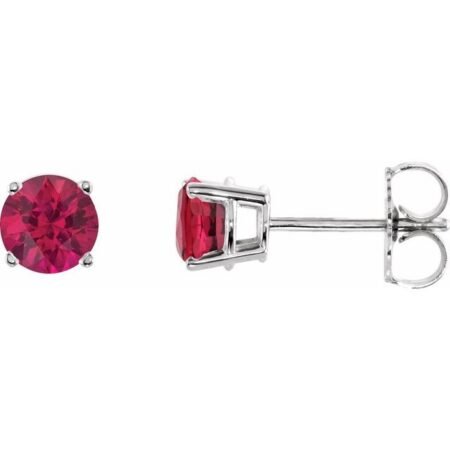 14k White 5 Mm Natural Ruby Earrings