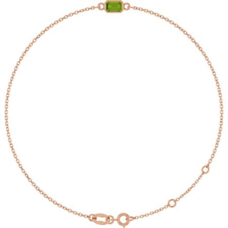 14k Rose Natural Peridot 6 1/2-7 1/2' Bracelet