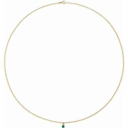 14k Yellow Natural Emerald 16' Necklace