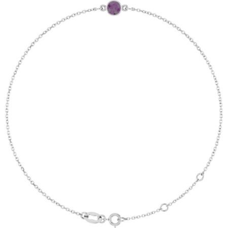 14k White Lab-grown Alexandrite 6 1/2-7 1/2' Bracelet